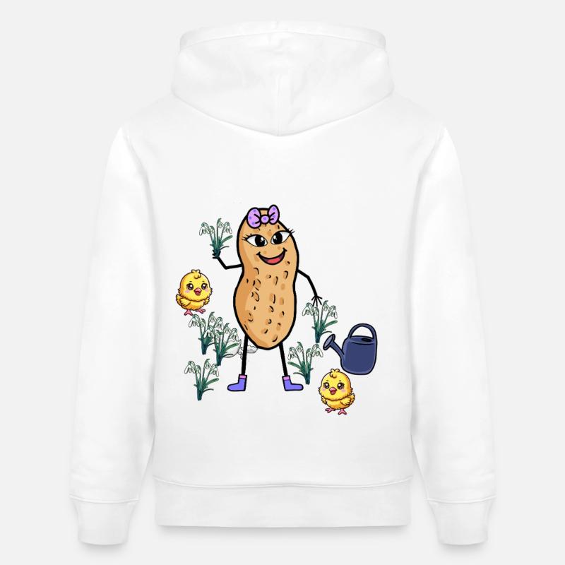 Peanut Spring Easter Chick Snowdrop - Stanley/Stella CRUISER Unisex Organic Hoodie - white