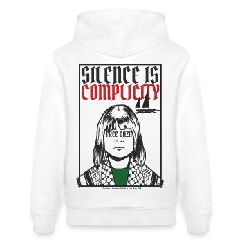 Silence is complicity, Free Gaza, Free Palestine - Sweat à capuche bio CRUISER Stanley/Stella Unisexe - blanc - Dos - Alina (178cm)