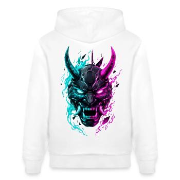 Neon Cyber Oni Mask - Stanley/Stella Unisex Bio-Hoodie CRUISER  - Weiß - Hinten - Alina (178cm)