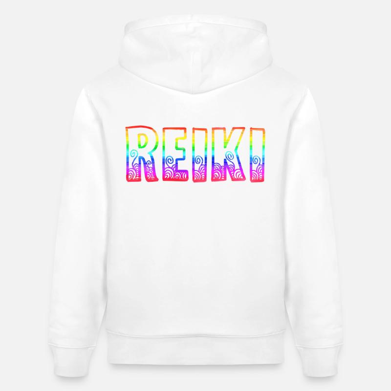 Reiki RS Arc-en-ciel - Sweat à capuche bio CRUISER Stanley/Stella Unisexe - blanc