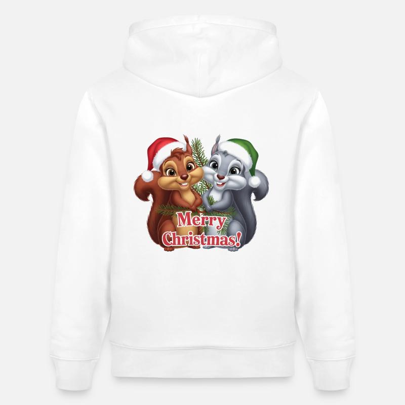 Joyeux Noël Écureuil Noël Mignon - Sweat à capuche bio CRUISER Stanley/Stella Unisexe - blanc