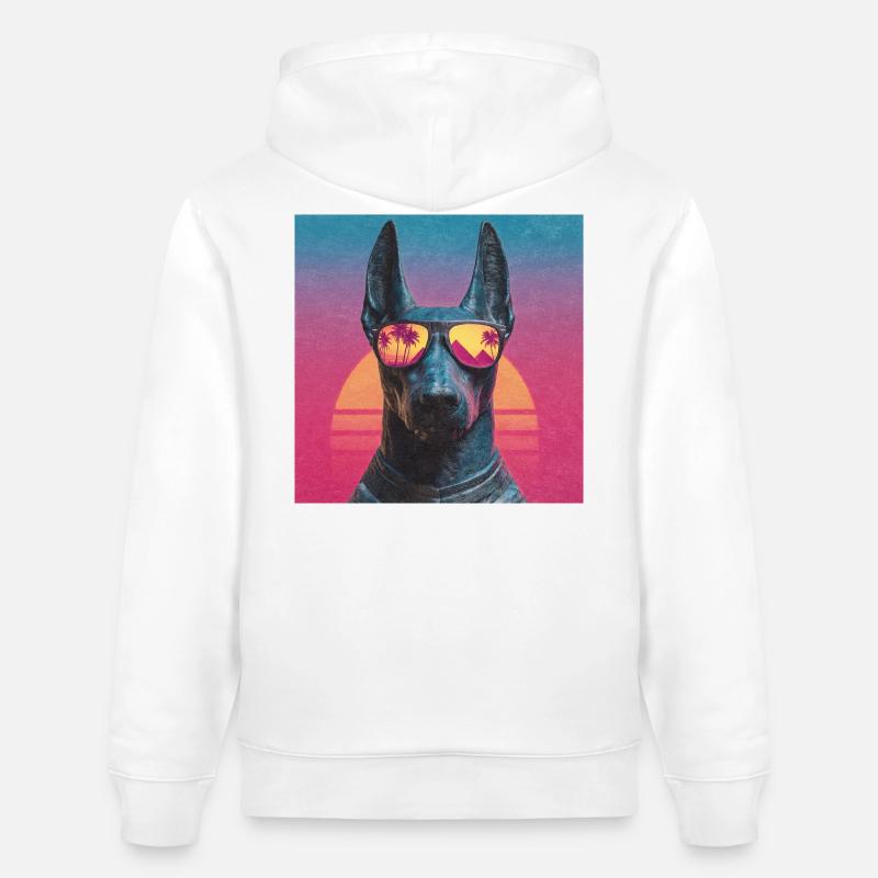 Anubis Synthwave - Dieu en vacances - Sweat à capuche bio CRUISER Stanley/Stella Unisexe - blanc