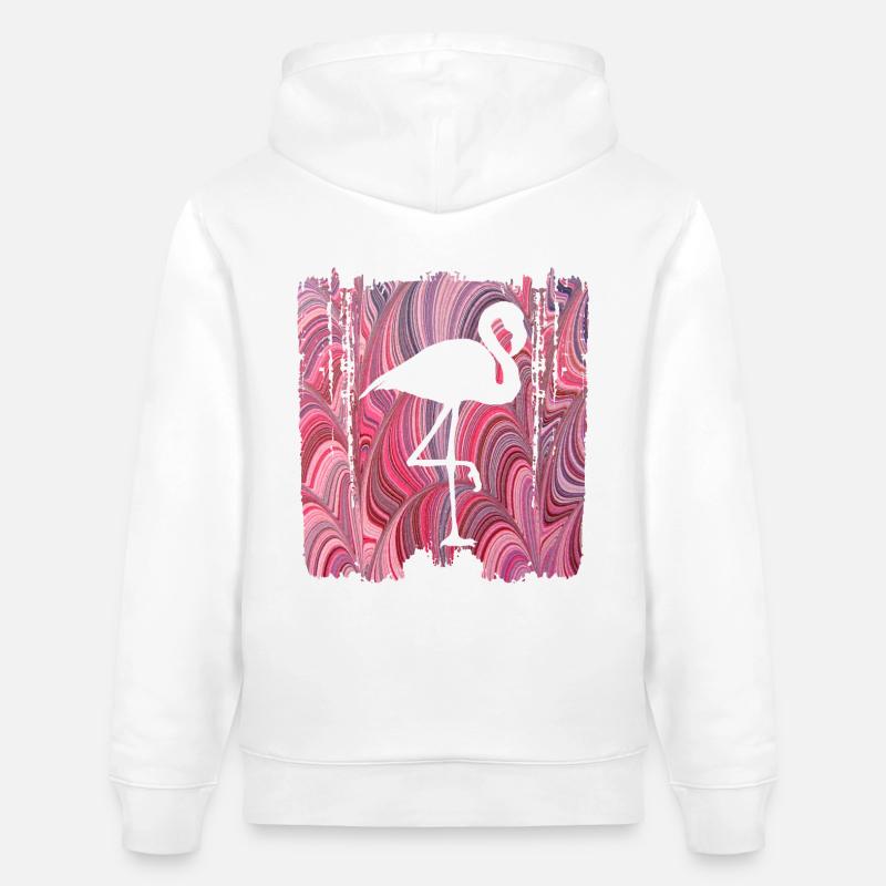 oiseau e 117 flamant rose - Sweat à capuche bio CRUISER Stanley/Stella Unisexe - blanc