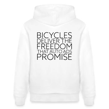 Bicycle deliver the freedom that auto ads promise - Stanley/Stella Unisex Bio-Hoodie CRUISER  - Weiß - Hinten - Alina (178cm)