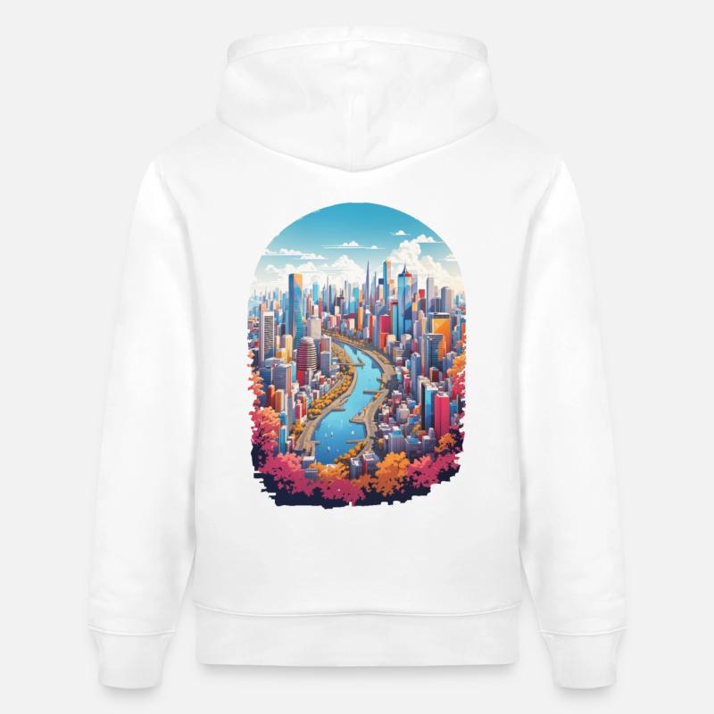 Paysage urbain - Sweat à capuche bio CRUISER Stanley/Stella Unisexe - blanc