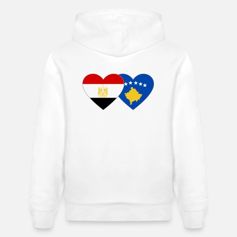 Egypte Kosovo Drapeau Coeur - Sweat à capuche bio CRUISER Stanley/Stella Unisexe - blanc