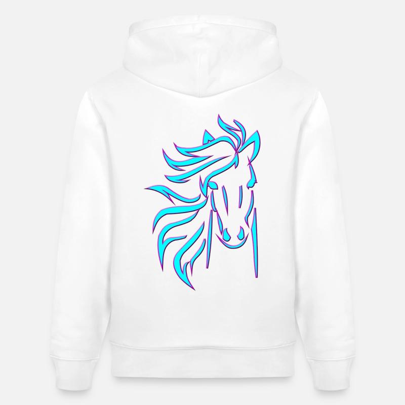 Cheval bleu - Sweat à capuche bio CRUISER Stanley/Stella Unisexe - blanc