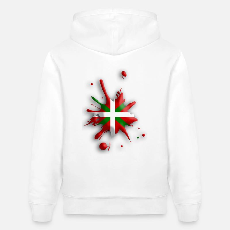 Drapeau Basque tâche 3 - Sweat à capuche bio CRUISER Stanley/Stella Unisexe - blanc