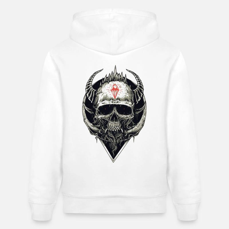 Crâne avec l'icône rouge - Sweat à capuche bio CRUISER Stanley/Stella Unisexe - blanc