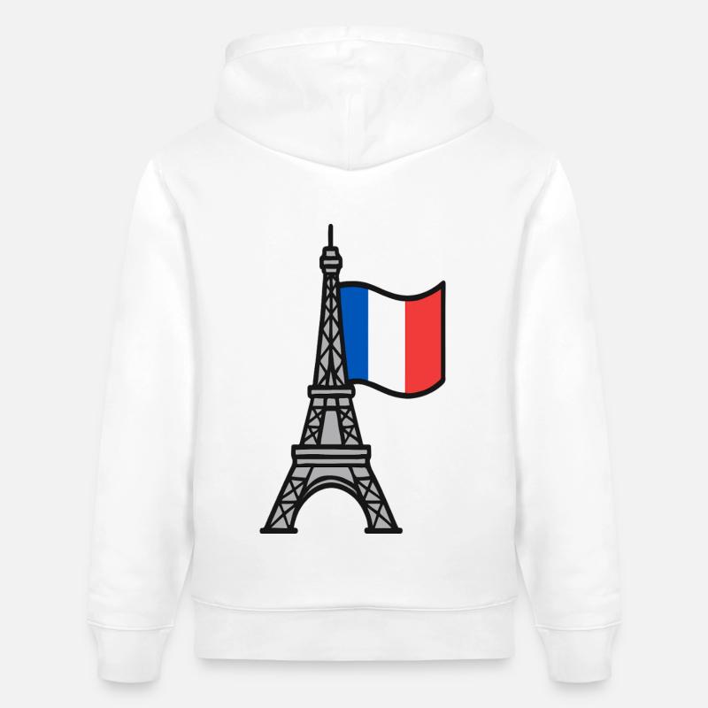 Tour Eiffel avec drapeau français - Sweat à capuche bio CRUISER Stanley/Stella Unisexe - blanc