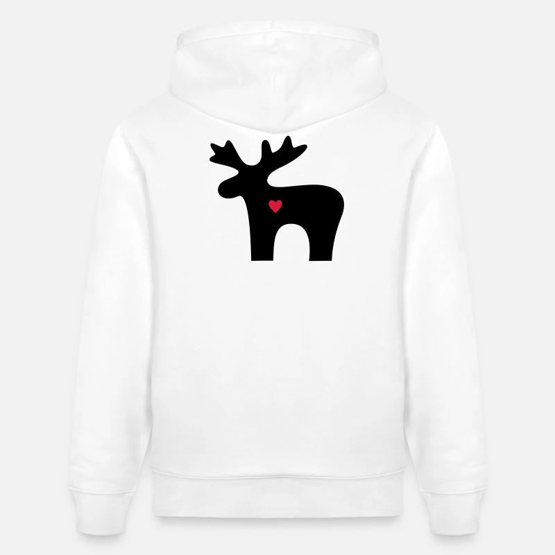 Moose coeur amour silhouette noel - Sweat à capuche bio CRUISER Stanley/Stella Unisexe - blanc