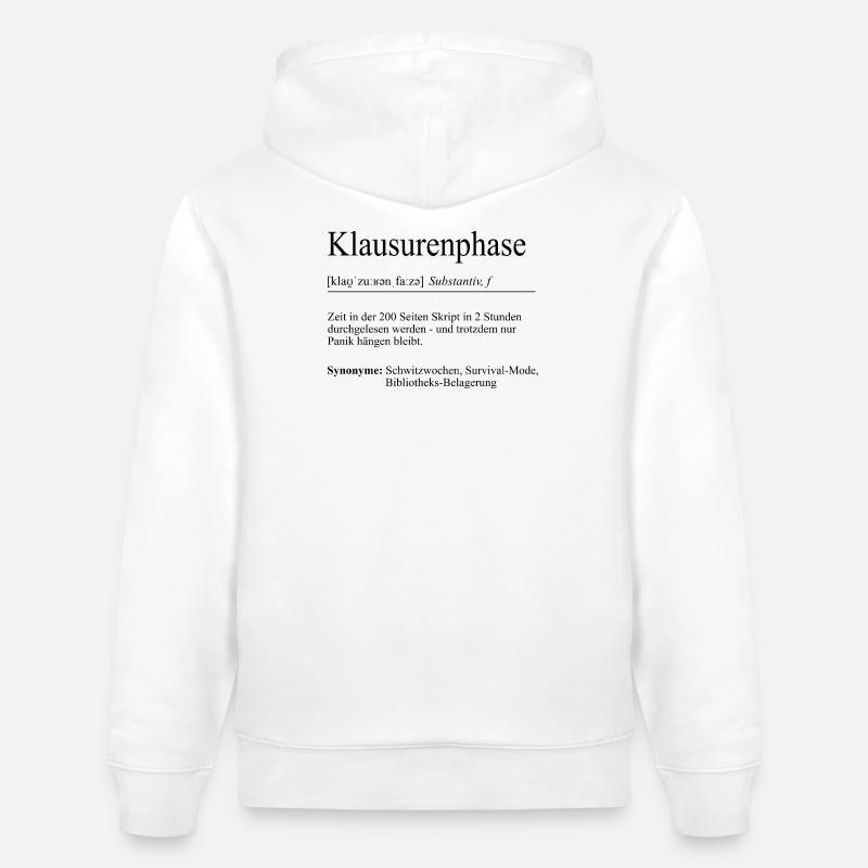 Unispruch « Phase d’examen » Cadeau, étudiants - Sweat à capuche bio CRUISER Stanley/Stella Unisexe - blanc