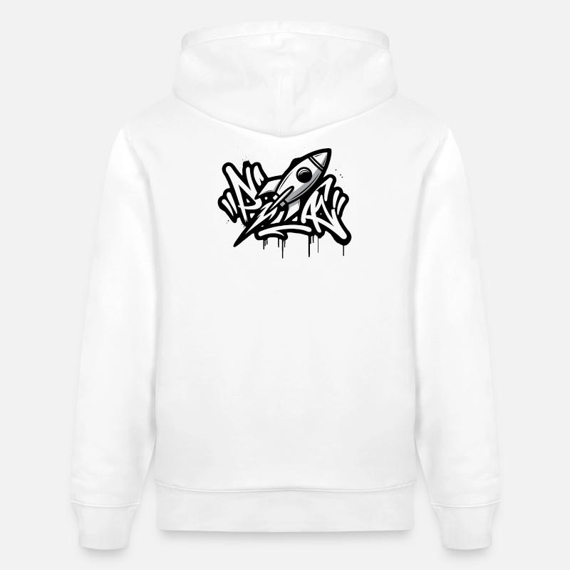 Fusée graffiti en noir et blanc - Sweat à capuche bio CRUISER Stanley/Stella Unisexe - blanc
