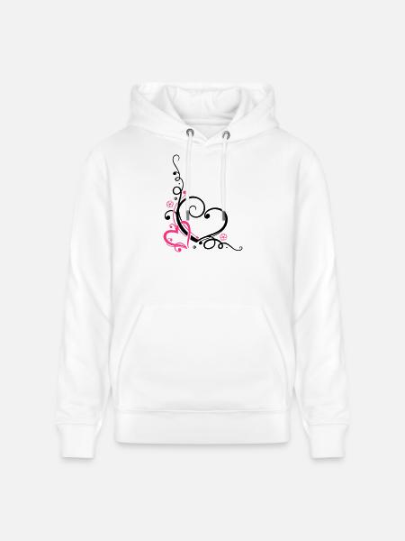 Two hearts with ornament - Stanley/Stella CRUISER Unisex Organic Hoodie - white