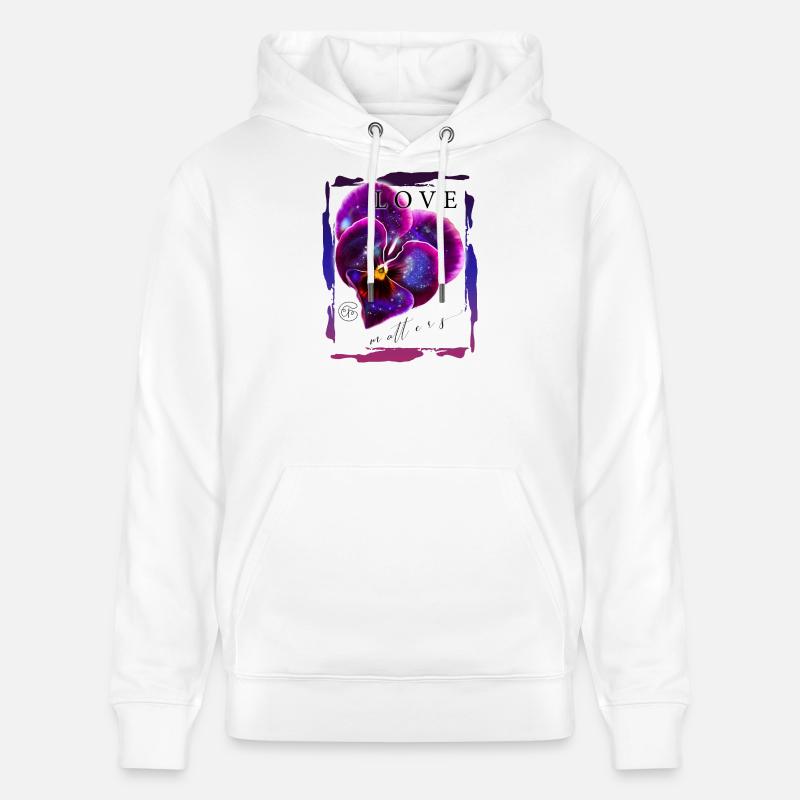 Violettes avec galaxie pour la Saint-Valentin - Sweat à capuche bio CRUISER Stanley/Stella Unisexe - blanc