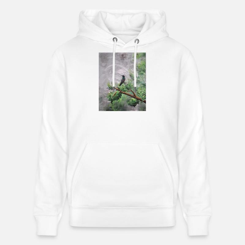 Colibri perché sur une branche feuillue - Sweat à capuche bio CRUISER Stanley/Stella Unisexe - blanc