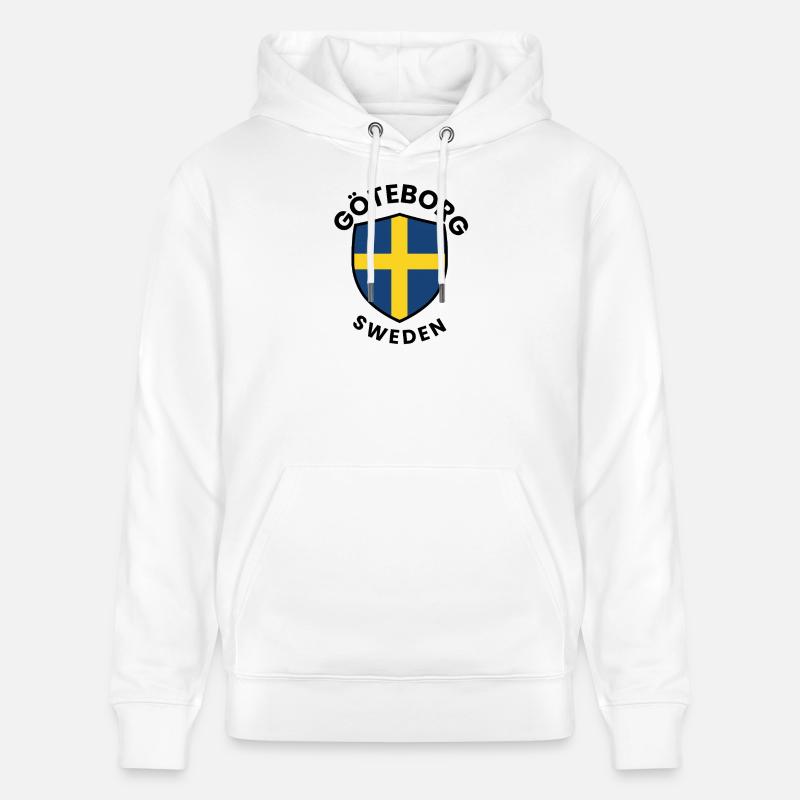 Bouclier du drapeau de Göteborg - Sweat à capuche bio CRUISER Stanley/Stella Unisexe - blanc