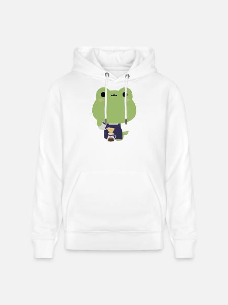 Kawaii Frog Barista - Stanley/Stella CRUISER Unisex Organic Hoodie - white