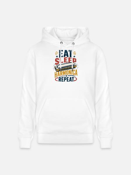 Instrument Harmonica Repeat-Music Harmonica - Stanley/Stella CRUISER Unisex Organic Hoodie - white