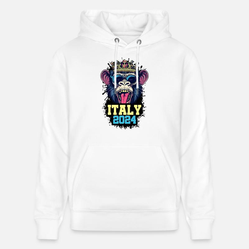 Italie 2024 Singe - Sweat à capuche bio CRUISER Stanley/Stella Unisexe - blanc