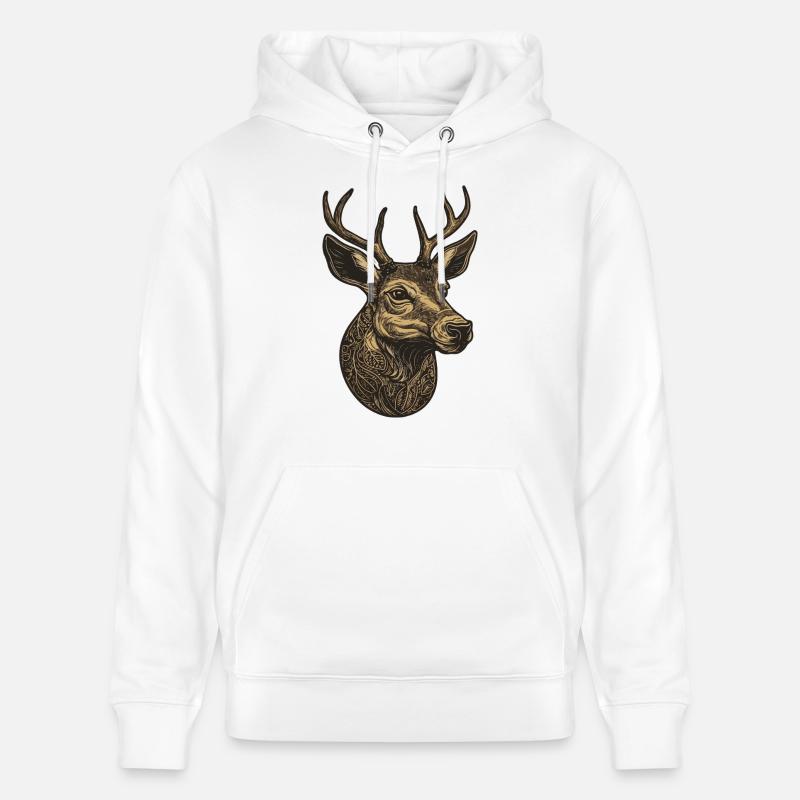 Portrait de cerf - Sweat à capuche bio CRUISER Stanley/Stella Unisexe - blanc