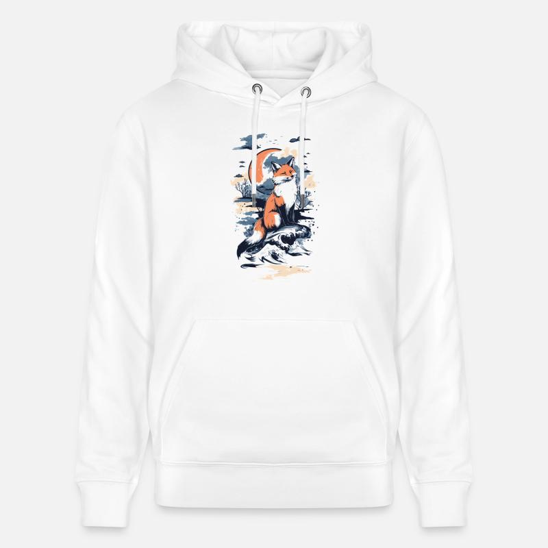 Fuchs Comic Stil mit Mond - Stanley/Stella Unisex Bio-Hoodie CRUISER  - Weiß