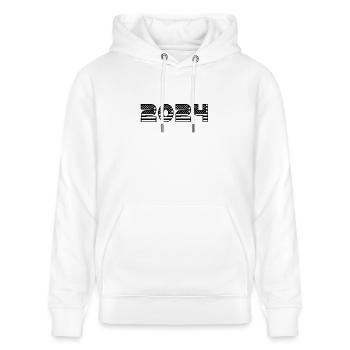 2024 Jahreszahl Datum Zahl Anno Kalenderjahr USA - Stanley/Stella Unisex Bio-Hoodie CRUISER  - Weiß - Vorne - Alina (178cm) & Michal (187cm)