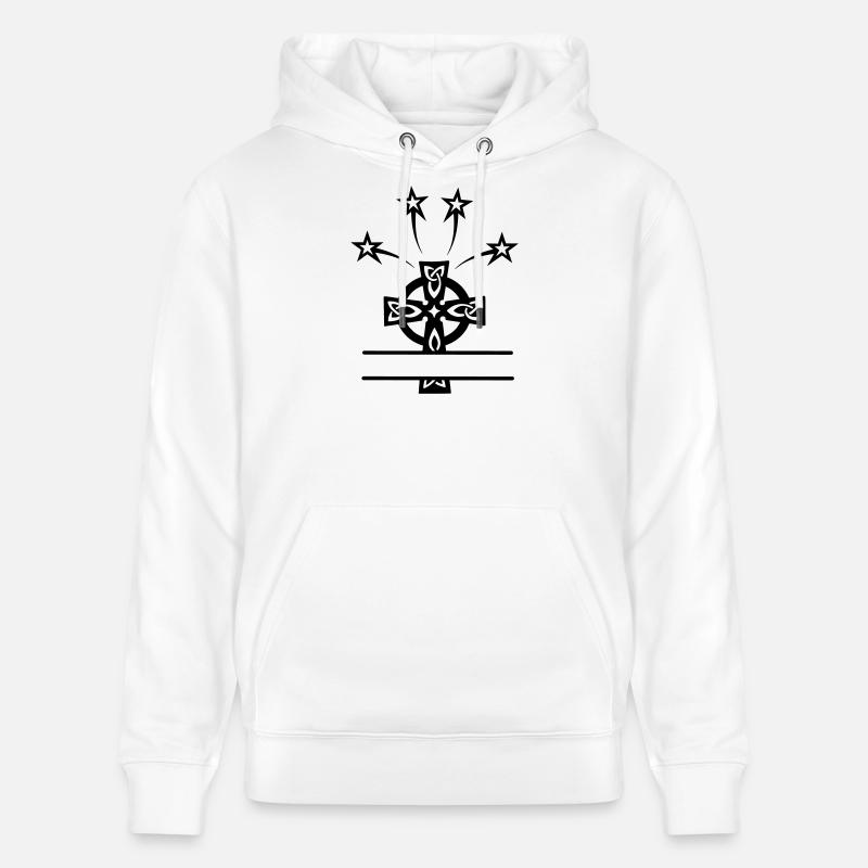 Monogramme croisé celtique avec quatre étoiles - Sweat à capuche bio CRUISER Stanley/Stella Unisexe - blanc