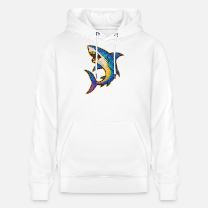 Requin | Requin arc-en-ciel Patch Art - Sweat à capuche bio CRUISER Stanley/Stella Unisexe - blanc