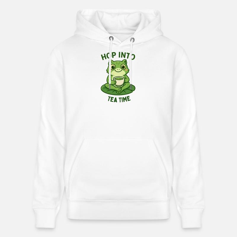 Frosch Teezeit Matcha Illustration Design  - Stanley/Stella Unisex Bio-Hoodie CRUISER  - Weiß