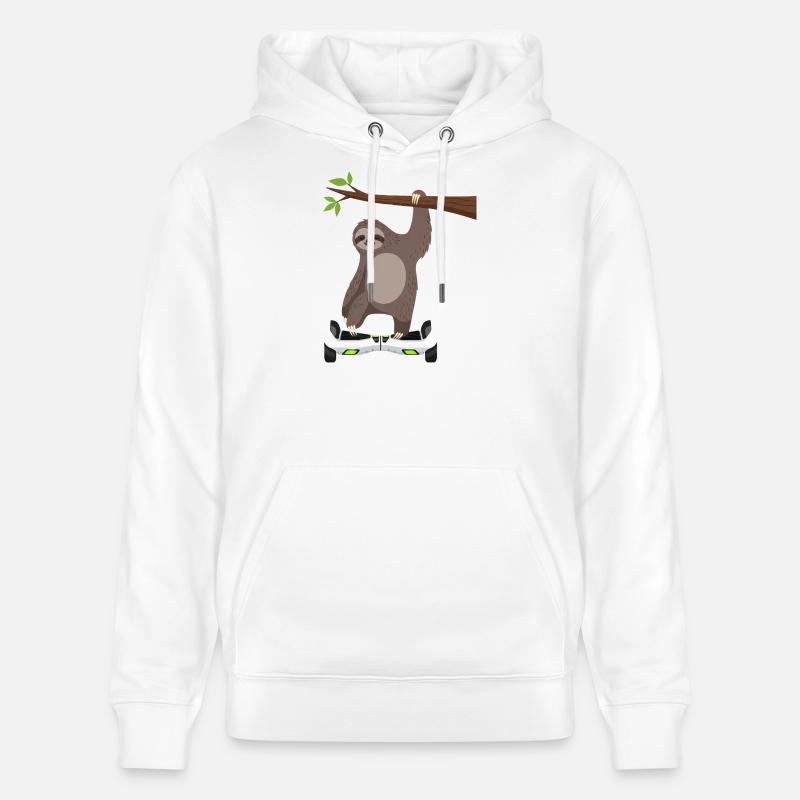Faultier chillen Hoverboard Cartoon Technik Gleich - Stanley/Stella Unisex Bio-Hoodie CRUISER  - Weiß