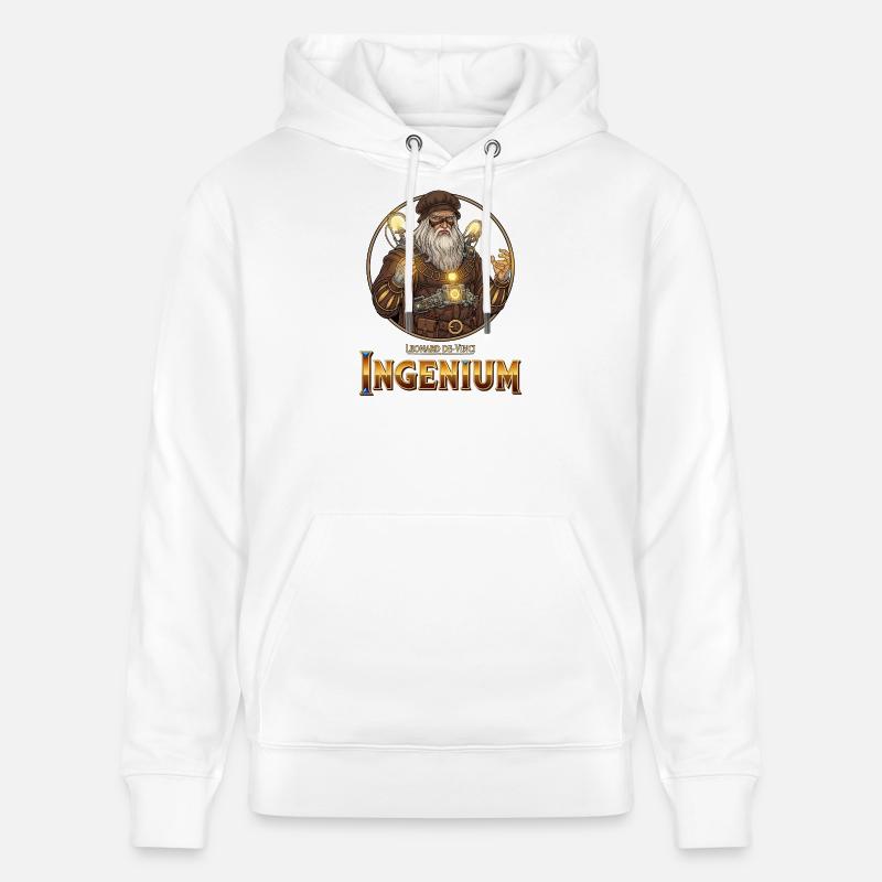 Ingenium Léonardo: Sorcier Steampunk - Sweat à capuche bio CRUISER Stanley/Stella Unisexe - blanc