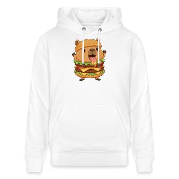 Süße Capybara Cartoon Fast Food Cheeseburger - Stanley/Stella Unisex Bio-Hoodie CRUISER  - Weiß - Vorne - Alina (178cm) & Michal (187cm)
