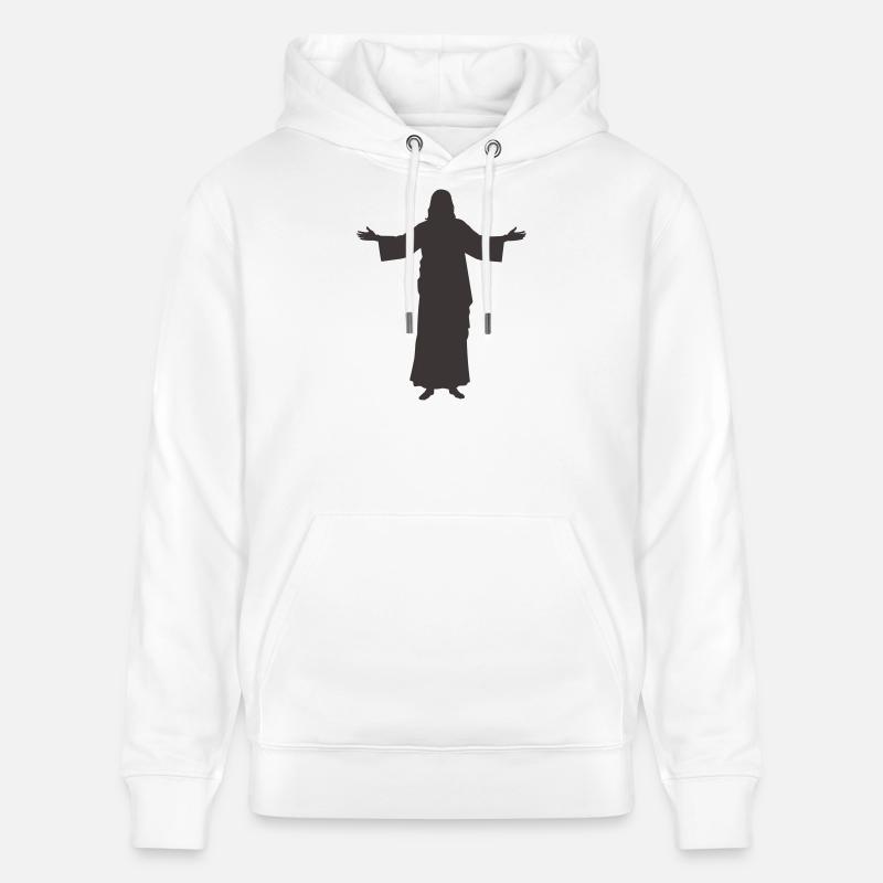 Silhouette de Jésus Bras ouverts - Sweat à capuche bio CRUISER Stanley/Stella Unisexe - blanc