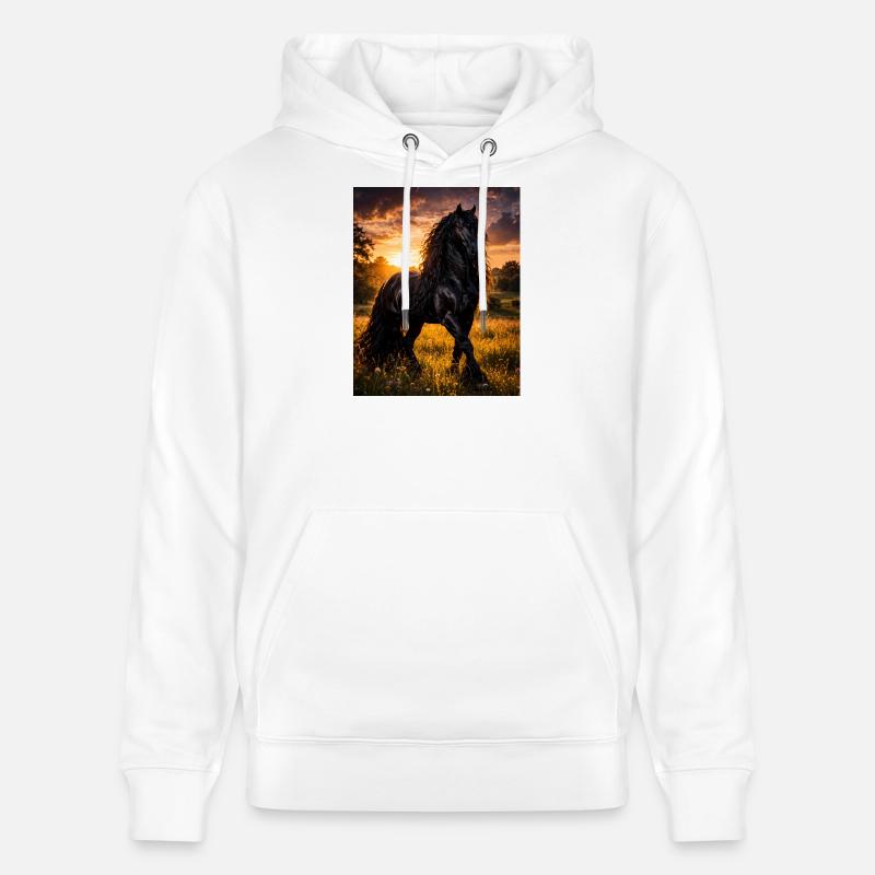 Cheval noir clair du soir - Sweat à capuche bio CRUISER Stanley/Stella Unisexe - blanc