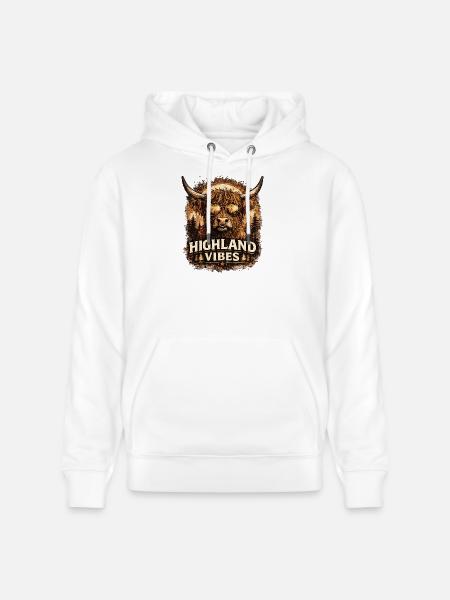 Highland Vibes in Sepia - Stanley/Stella CRUISER Unisex Organic Hoodie - white