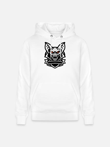 Fledermaus Maskottchen Logo - Stanley/Stella Unisex Bio-Hoodie CRUISER - Weiß