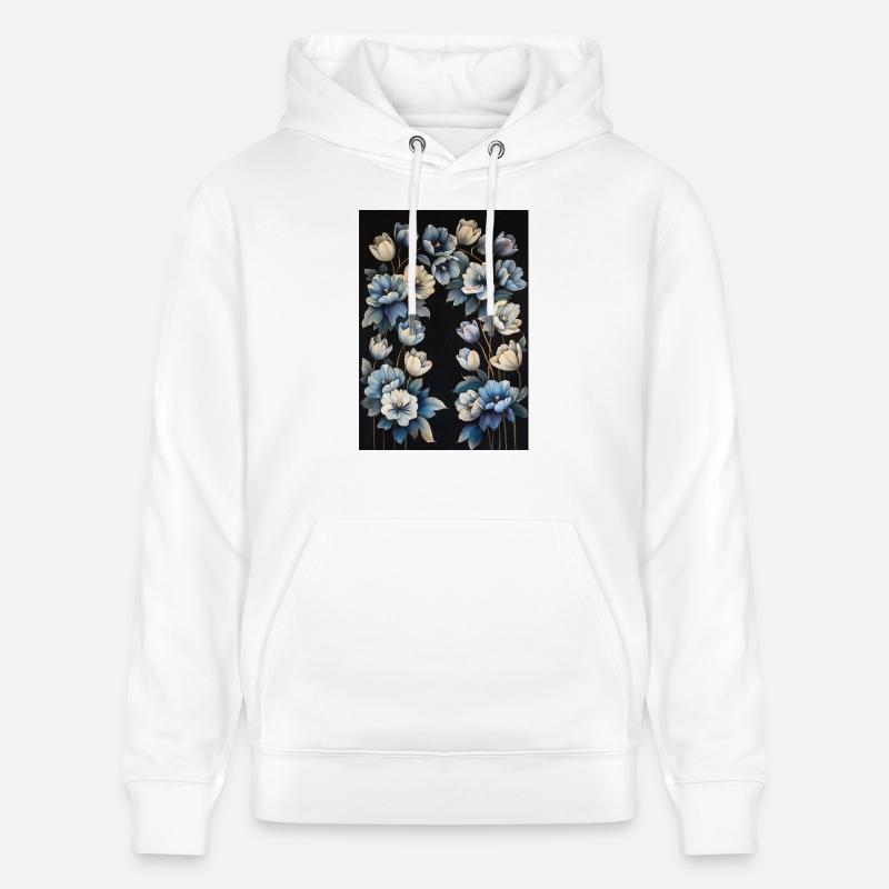 Affiche Fleurs Bleues 5 - Sweat à capuche bio CRUISER Stanley/Stella Unisexe - blanc