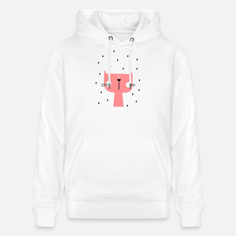Chat avec des coeurs - Sweat à capuche bio CRUISER Stanley/Stella Unisexe - blanc