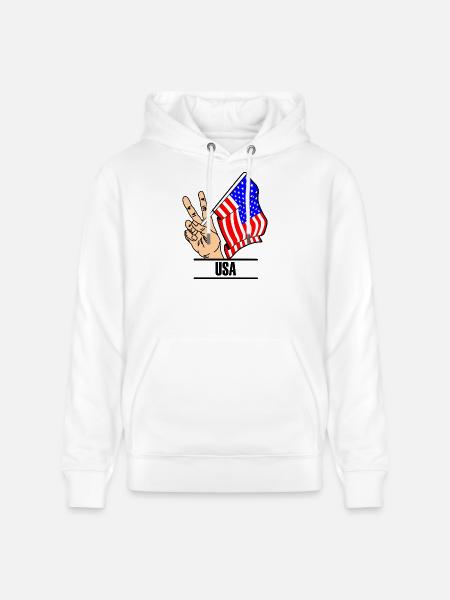 Flag USA peace sign text USA - Stanley/Stella CRUISER Unisex Organic Hoodie - white