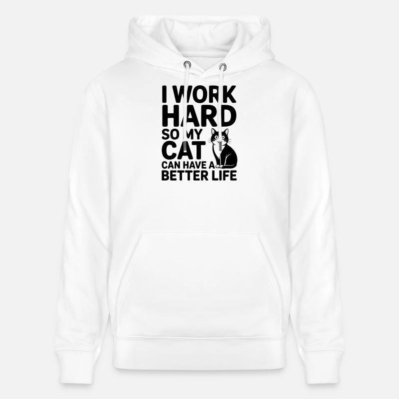 Je travaille pour mon chat - Sweat à capuche bio CRUISER Stanley/Stella Unisexe - blanc