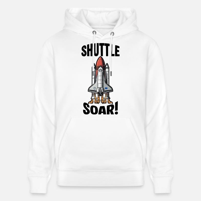 Navette Spatiale Décollage Shuttle Soar - Sweat à capuche bio CRUISER Stanley/Stella Unisexe - blanc
