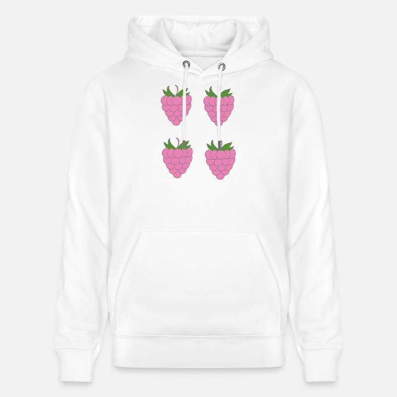 Motif de double grappe de framboise - Sweat à capuche bio CRUISER Stanley/Stella Unisexe - blanc