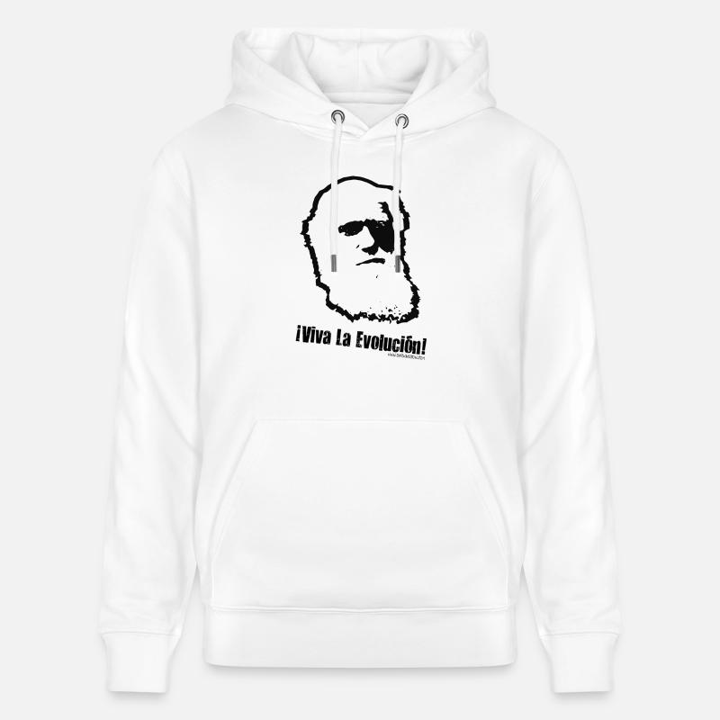 Charles Darwin: Viva La Evolucion! - Sweat à capuche bio CRUISER Stanley/Stella Unisexe - blanc