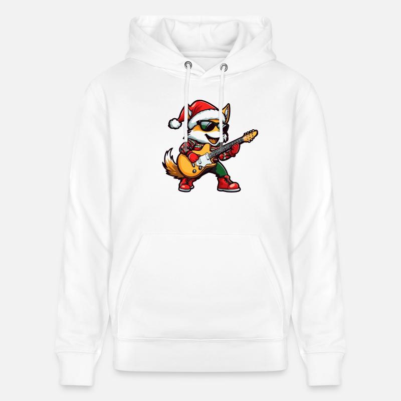 Fox Christmas Rocker Guitare - Sweat à capuche bio CRUISER Stanley/Stella Unisexe - blanc
