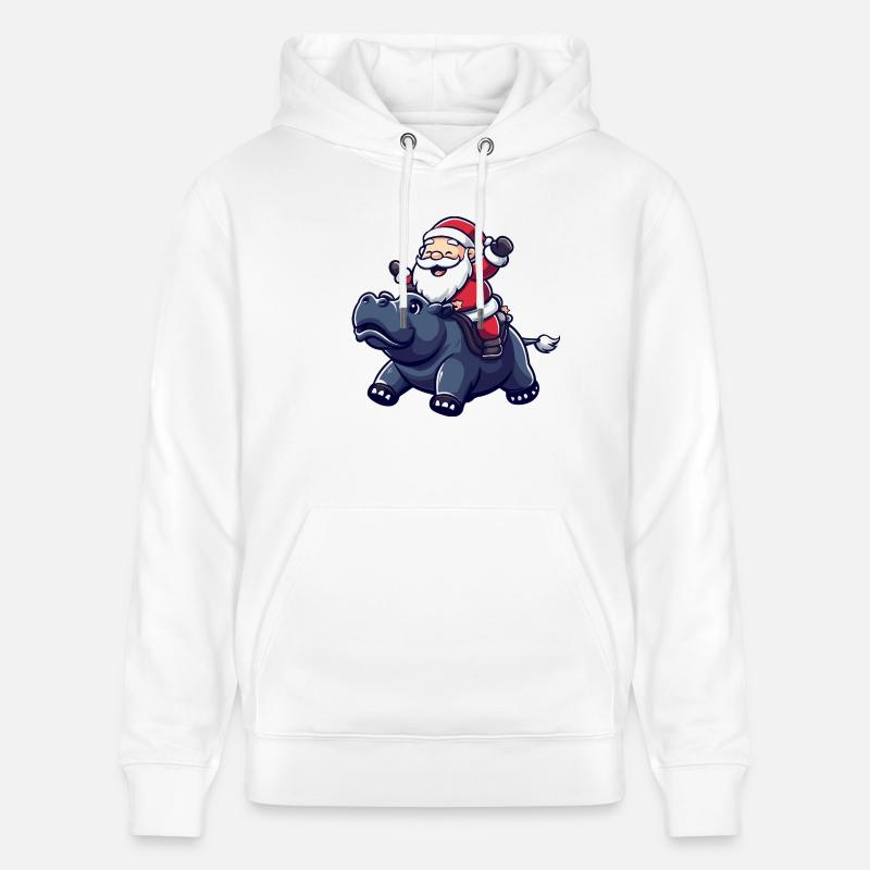 Hippopotame Père Noël - Sweat à capuche bio CRUISER Stanley/Stella Unisexe - blanc