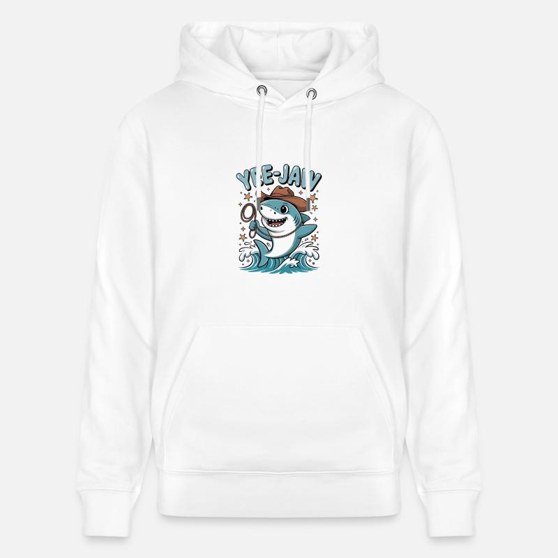 Yee Jaw Drôle de requin - Sweat à capuche bio CRUISER Stanley/Stella Unisexe - blanc