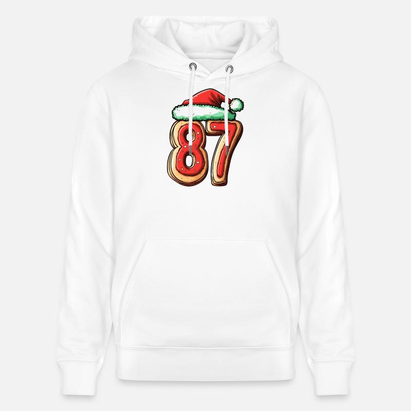Biscuit de Noël à 87 chiffres - Sweat à capuche bio CRUISER Stanley/Stella Unisexe - blanc