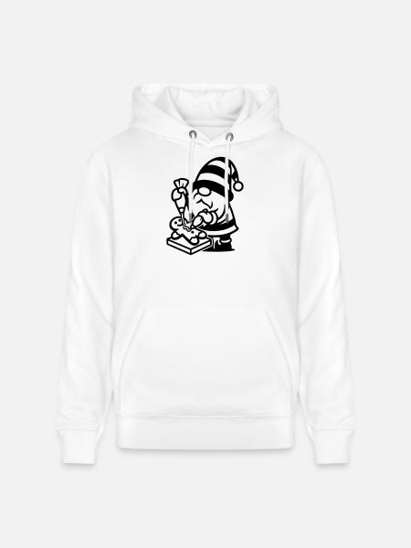 Gingerbread Baking Gnome - Stanley/Stella CRUISER Unisex Organic Hoodie - white