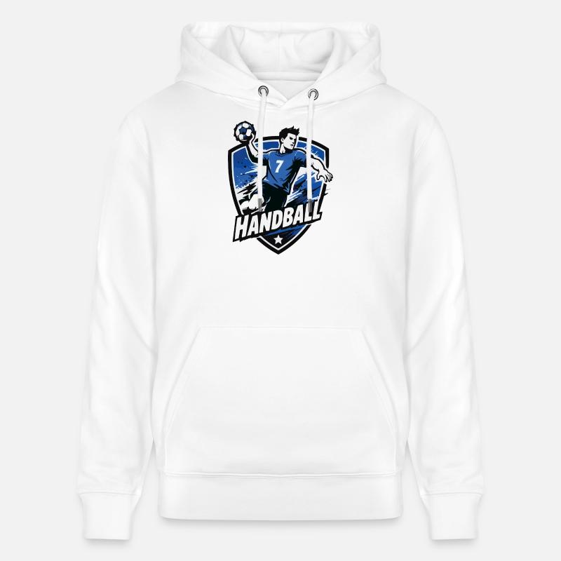 Bouclier bleu de l’attaquant de handball - Sweat à capuche bio CRUISER Stanley/Stella Unisexe - blanc